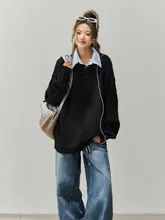 シャツカラー付きツイストニットセーター【女性用・秋冬・スタイル】（セットアップ対応）