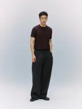 高密度チェック柄コットンバルーンパンツ【斜め開き・ストレート・ダブルプリーツ・カジュアル長パンツ】