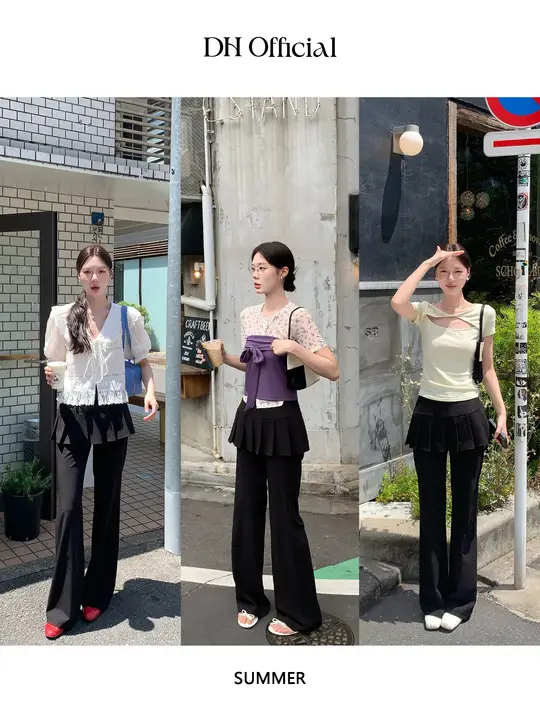 花柄デザインのハイウエストカジュアルパンツ【美脚見え・微ストレッチ・フレアシルエット】（セットアップ対応）