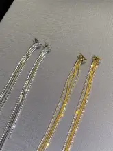 美しい細長い zircon 流れるタッセルイヤリング【女性用・エレガントデザイン】