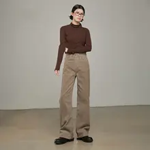 春にぴったりなコーデュロイ素材のスリムカジュアルパンツ【優雅なドレープ・女性用・ゆったりフィット】