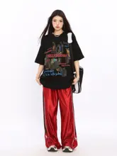 アメリカンビンテージ風 半袖Tシャツ【デザイン性のある小流行・カップル向け】