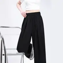 涼しげな大きいサイズのアイスシルクワイドパンツ【・春夏用・体型カバー】