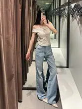 高身長向け アメリカンヴィンテージ風 ハイウエスト デニムパンツ【ロング丈・ライトブルー・ストレート・フィット】