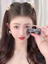 大きなリボン付きヘアクリップ【高級感・女性用・前髪用・大サイズ】
