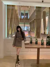 重厚感のある羊毛ツイードコート【クリスタルビジュー付き・デザイン性抜群】（セットアップ対応）