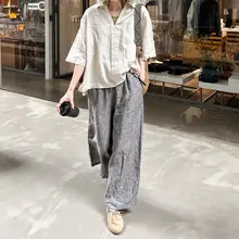 極上の柔らかさのリネン製ストレートパンツ【大きいサイズ・ワイドレッグ】