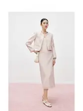 シャネル風 ピンク ショートジャケット 春秋用 女性用 上品なセットアップ
