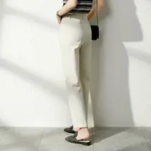 高腰ストレートデニムパンツ【ゆったりシルエット・薄手・カジュアル】