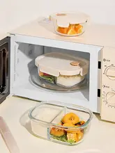 密閉保鮮ガラスランチボックス【食品グレード・分けられたデザイン・電子レンジ対応】