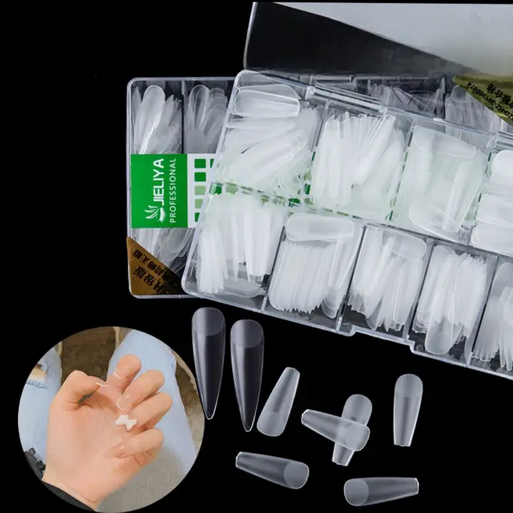 ネイルアート用 マット仕上げ バレリーナ型補充用チップ【形状：梯形・尖った水滴型・2way】