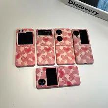 ハート柄ピンクスマートフォンケース【Xiaomi Mix Flip・OPPO Find N3 Flip・Honor Nova Flip・Huawei Pocket 2・P50・Samsung Z Flip 6/5/4/3・折りたたみ式】