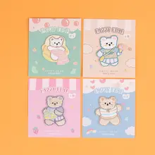 小熊デザイン刺繍付きDIYデコレーションシール【麻布バッグ・手帳カバー・自粘着タイプ】