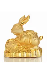 陶製金色うさぎの貯金箱【大サイズ・子供用・おしゃれなインテリア小物】