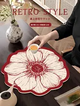 バラ柄の高級キッチン用水切りマット【防滑・吸水・お手入れ簡単】