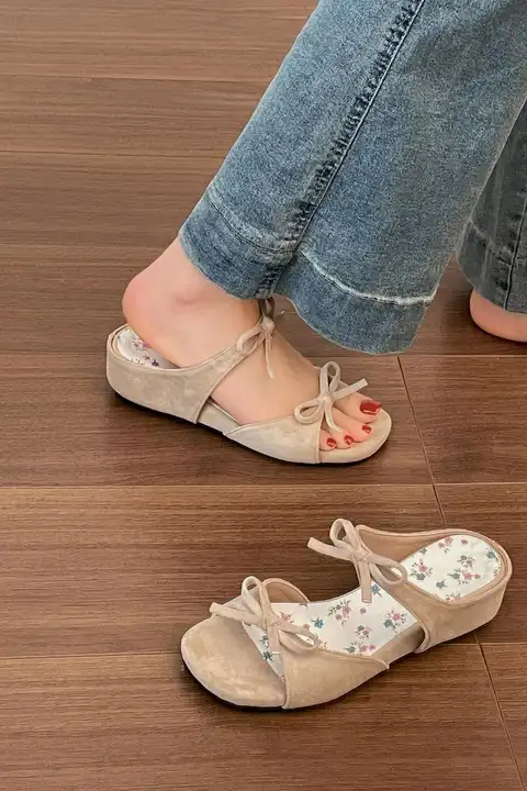 高級感あるフレンチスタイルの坡状ヒールサンダル【夏用・女性用・ビンテージデザイン】