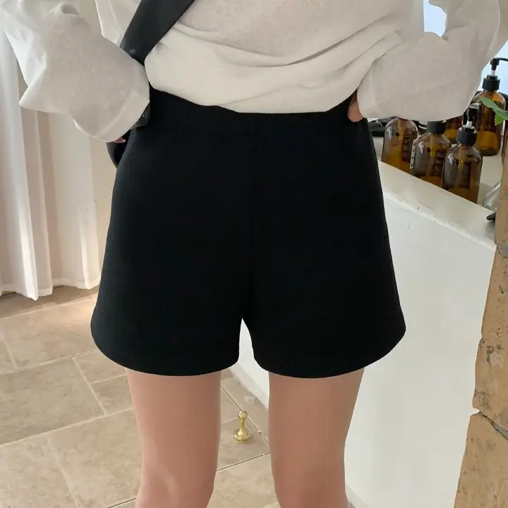 春のカジュアル高腰ショートパンツ【レディース・リモンティーグリーン・小柄向け】