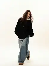 パーカー ユニセックス フェイクレイヤード ルーズ きれいめ ストリート カジュアル 着回し 春秋