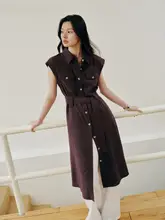 気品あふれるノースリーブワンピース【レイセール・コットン風・カジュアルデザイン】（セットアップ対応）