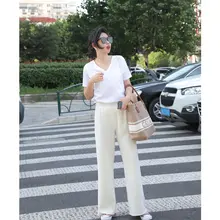 梨型デザインの美脚ワイドパンツ【日本製・三酸酯素材】