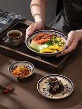 青花式レトロ土製ボウル【中華料理用・火鍋・ラーメン・蒸し料理】