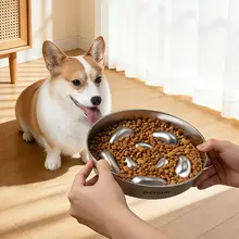 大容量 ステンレス製 ペット用スローフードボウル【猫と犬用・安定設計】