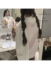 麻花デザインニットスカーフ【保温性・柔らかい・プレーンカラー】