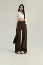 ブラウンのワイドレッグデニムパンツ【春夏・ハイウエスト・アメリカンヴィンテージ】