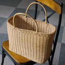 Kens バスケット型買い物籠【大容量・ピクニック用・持ち手付き・ヨーロピアンスタイル】