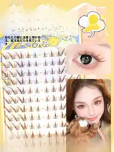 ブラウンのグルー不要のフェイクまつげ【自然なウサギとキツネスタイル・濃い目・斜めカール】