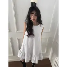 フリル付きフラワーキャミワンピース【夏用・スウィート・無袖・小柄対応】