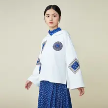 春季復古風新中式ルーズフィットフード付きスウェットシャツ【ストレートシルエット・女性用】