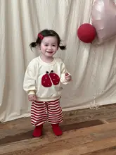 女の子用 春秋向けカジュアルウェア【長袖スウェットとパンツ・かわいいキャラクターデザイン】（セットアップ対応）