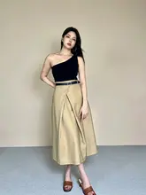 ハイウエスト中長丈フレアスカート【シンプルデザイン・通勤用・女性用】（セットアップ対応）