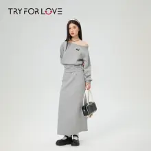 斜め肩デザインのレディーススウェットシャツ【カジュアル】（セットアップ対応）