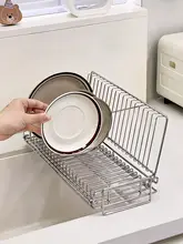 水切り方式の折りたたみ式ステンレスキッチン用品ラック【食器・皿収納用】