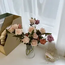 レトロデザインのローズフラワーアレンジメント【インテリア装飾・泡沫花・贈り物用】