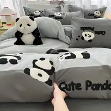 可愛いタオル刺繍のフィットシーツ＆カバー3点セット【水洗いコットン・シングルサイズ・寝具】（セットアップ対応）