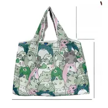 折りたたみ可能な香港風イラスト付きエコショッピングバッグ【手提げ型・収納便利】