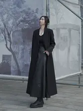 高身長向けロングブラックトレンチコート【洗練されたデザイン・スーツコート・女性用】