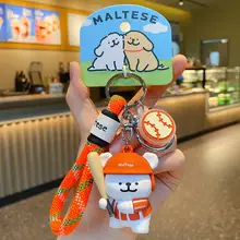 ラインデザインの小犬キーリング【かわいい・バッグや車に最適】