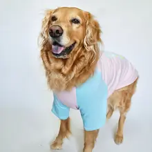 犬服 大型犬用 Tシャツ 綿100% 通気性 薄  手 バイカラー パステルピンク 夏用