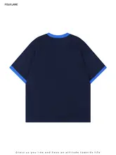 アメリカンヴィンテージ風カラーコンビ ネーションプリント半袖Tシャツ【ユニセックス・コットン製・学院風】（セットアップ対応）