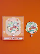上海観光名所デザインの金属製冷蔵庫マグネット【真珠型ペンダント付き・お土産】