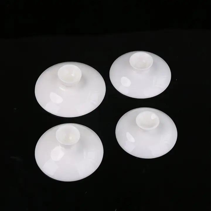 兮元記 羊脂玉製 白磁茶碗用蓋【単品・三才茶用】