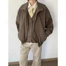 韓国風レトロなデザインのジャケット【春用・高街スタイル・工事服風】（セットアップ対応）