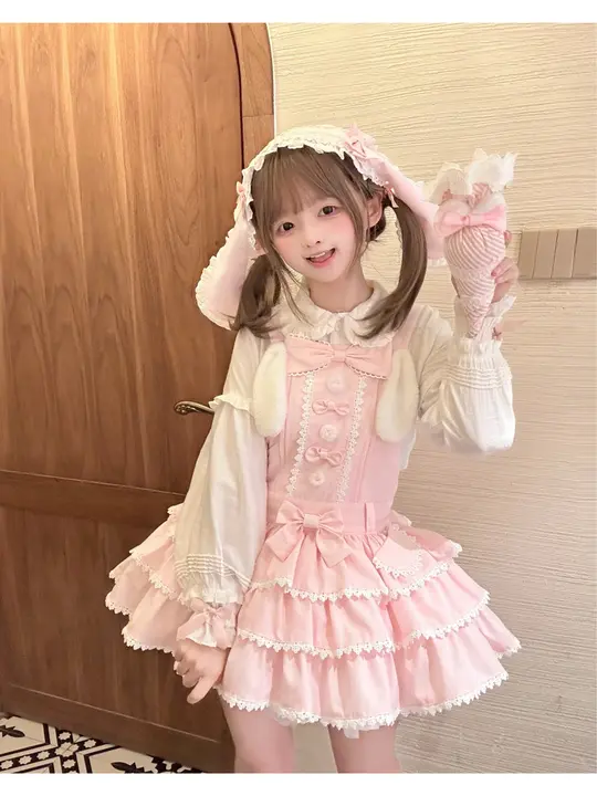 可愛らしいウサギ耳デザインのJSKドレス【長いウサギ耳・リボン付き・甘さ満点】