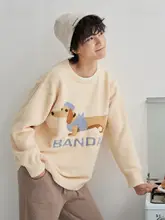 可愛らしい犬柄のメンズパジャマ【厚手・秋冬用・家でも外出可能・極上の柔らかさ】（セットアップ対応）
