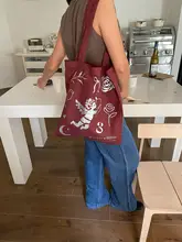 手描きデザインのキャンバストートバッグ【エコバッグ・通勤・春夏用】