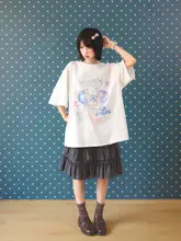 Tシャツ レディース 韓流 半袖 丸首 手描きイラスト ルーズ カジュアル 着回し 夏「MKGO」